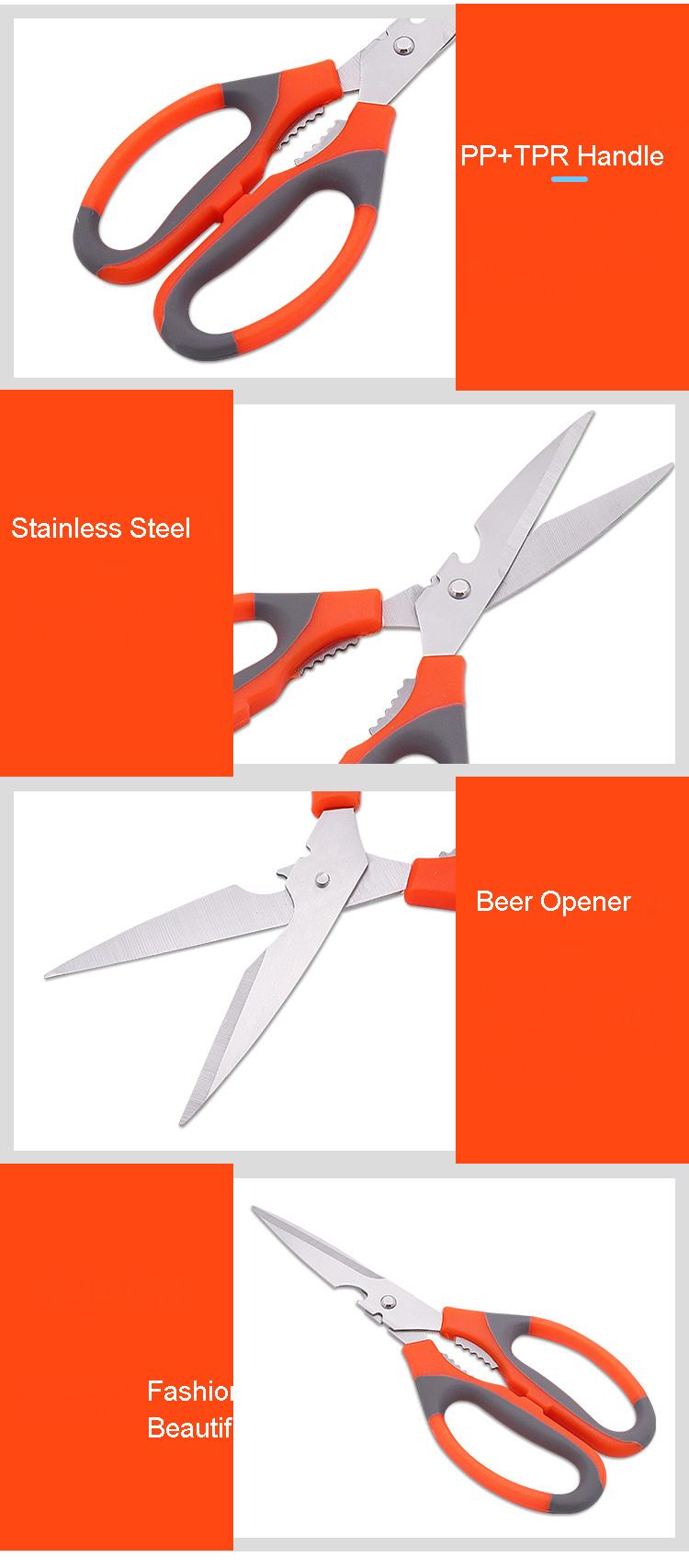 Product Introduction of Multifunctional Stainless Steel Sharp Fishing Cutting Household Multi Kitchen Scissors With Beer Opener Walnut Clip 19