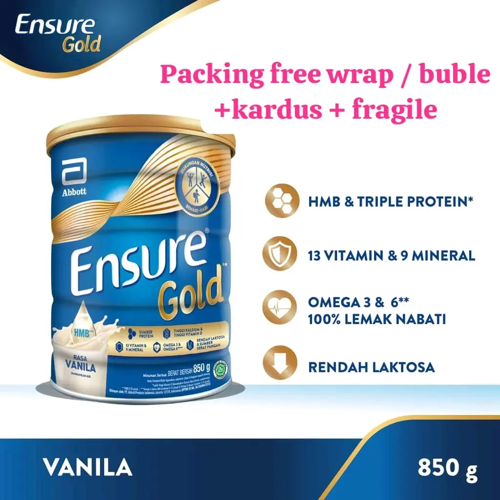 ENSURE GOLD vanilla & coklat 800 & 850gr - susu nutrisi dewasa rendah laktosa