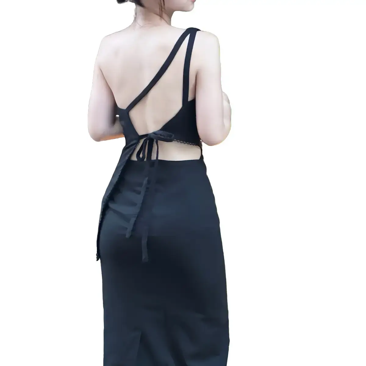 LILLIE | Set váy nữ thời trang Linen đen khoét lưng (Top & Skirt) Women