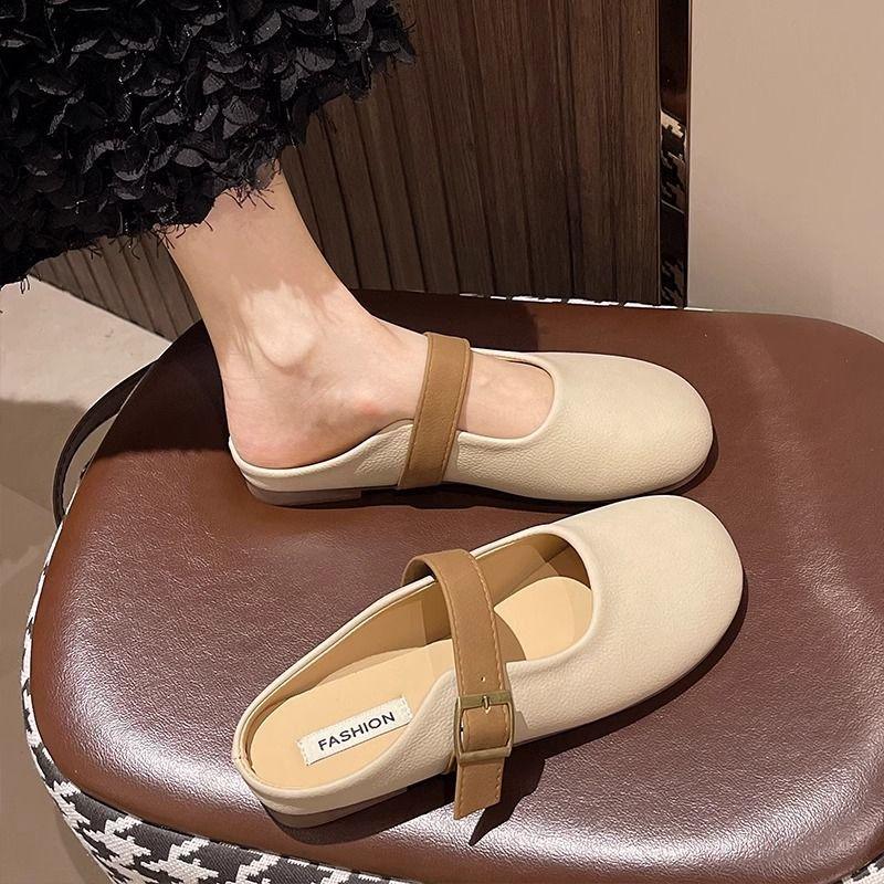 Product Introduction of Milk Fufu Slip-on Closed-Toe Slippers Women's Summer Outdoor Wear 2024 New Soft Bottom Not Tired Feet Half Slippers Muller Shoes 0