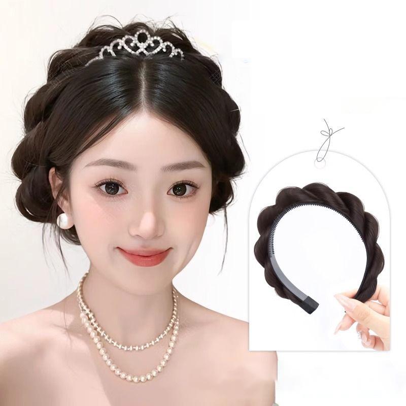 Băng Đô Tóc Giả Tổng Hợp, Dành Cho Nữ, Bện Tóc, Vô Hình, Thời Trang, Phụ Kiện Tóc, Phong Cách Bohemian, Băng Đô Tóc Tự Nhiên, Thích Hợp Cho Bữa Tiệc 2