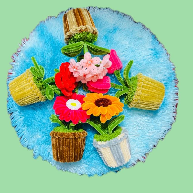 (Tặng túi + thiệp) Chậu hoa mini để bàn bằng kẽm Nhung siêu xinh làm quà tặng  (cao từ 15-20cm) Decor bàn làm việc , decor Phòng Trang Trí Nhà (màu kẽm làm chậu có thể thay đổi) khô