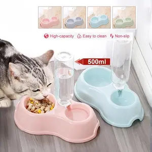 Tempat Makan Kucing Otomatis 500ml Tempat Minum Kucing Otomatis Mangkok Kucing Anjing Wadah Makanan Kucing Pet Accessories