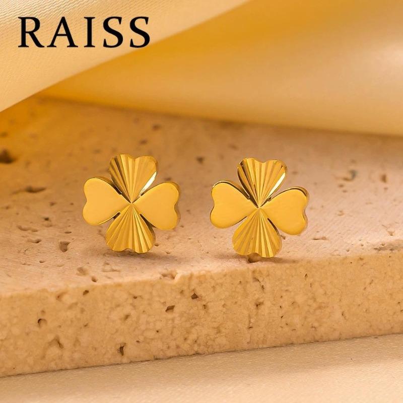  Bông Tai Cỏ 4 Lá May Mắn Được Làm Bằng Thép Không Gỉ Titan Cao Cấp Mạ Vàng 24k 