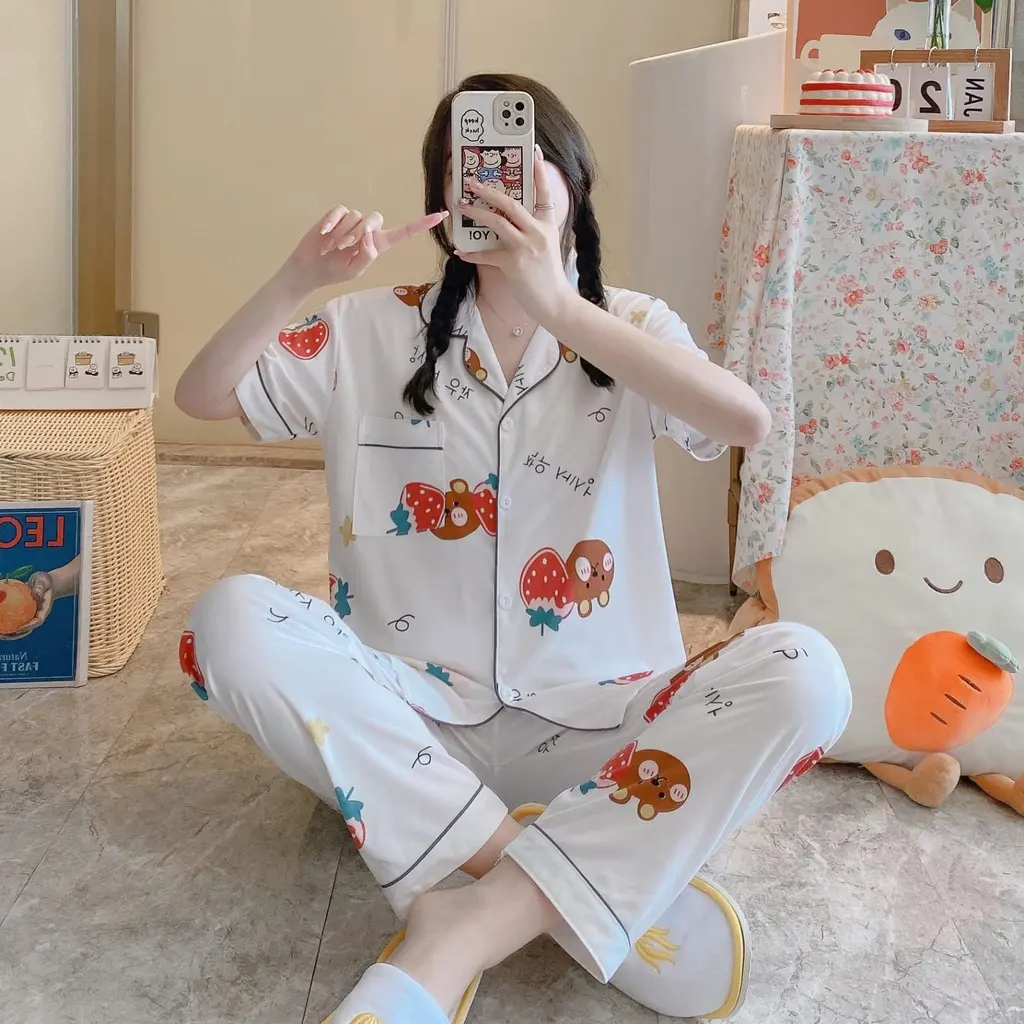 [KKgallery] Baju Tidur Wanita Import Setelan Piyama Motif Kartun Lucu Lembut Fit to XXL 4074