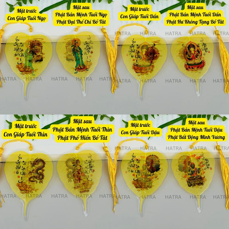[Tặng Bao Lì Xì Lộc] Lá bồ đề 12 con giáp để ốp lưng điện thoại, treo xe ô tô, để vào bóp tiền, để ví tiền