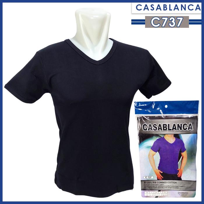 Gambar Kaos T-Shirt Oblong Polos Pria V Neck Cotton 100% Katun Casablanca C737 dari CasablancaWear Kota Administrasi Jakarta Barat Tokopedia