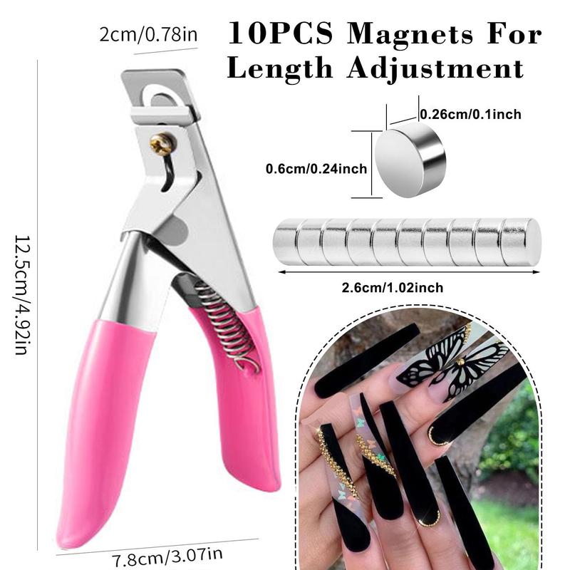 Product Introduction of Stainless Steel Nail Clipper, 1 Count Portable U-shaped Nail Trimmer with 10pcs Nail Measuring Magnets, Professional Manicure Tool for Home & Salon Use, Valentine's Day Gift, Gifts for Girlfriend, Nail Nippers, Nail Tech Supplies, Nail Care 1