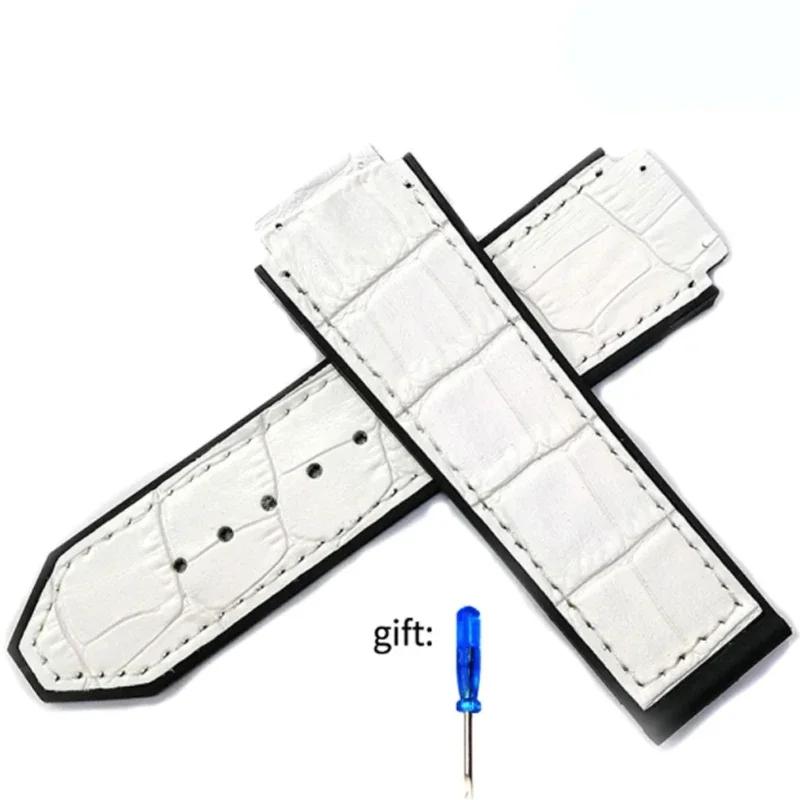 Dây Đeo Đồng Đồng Hồ Bằng Da Thật, Thích Hợp Cho Dòng Big Bang Của HUBLOT, Vòng Đeo Tay Đồng Đồng Hồ Silicon Đáy, Phụ Kiện Đồng Đồng Hồ, 25mm * 19mm, Tặng Kèm Dụng Cụ 8