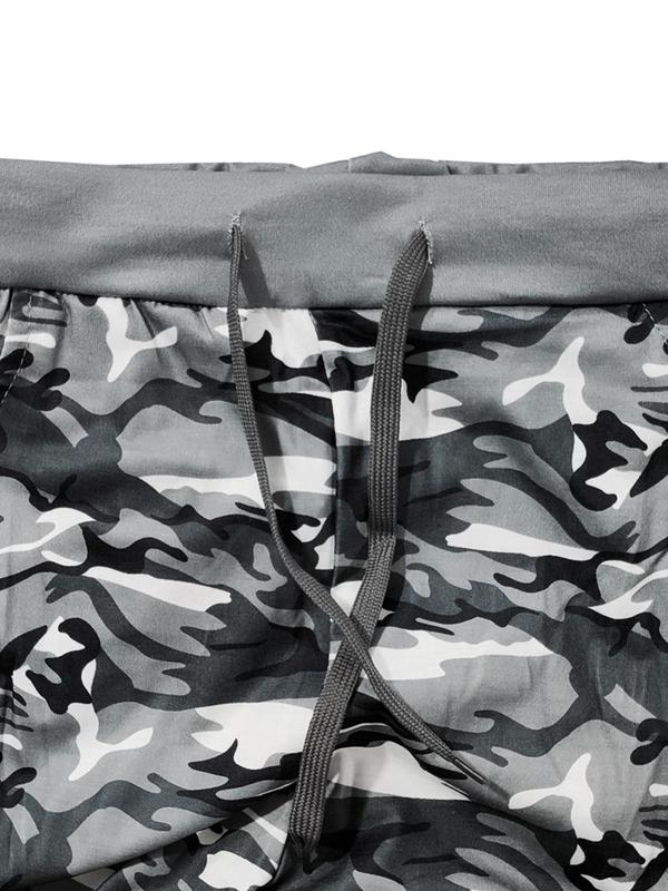 Casual Camouflage Print Draw String Capris Patchwork Bottoms(3 Colors) Casual Camouflage Print Draw String Capris Patchwork Bottoms(3 Colors)