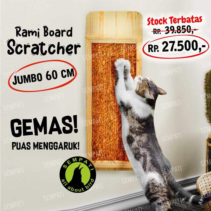 SEMPATI Garukan Kucing Tempel Dinding Size Jumbo 60cm Mainan Papan Garukan Cakaran Kucing 1
