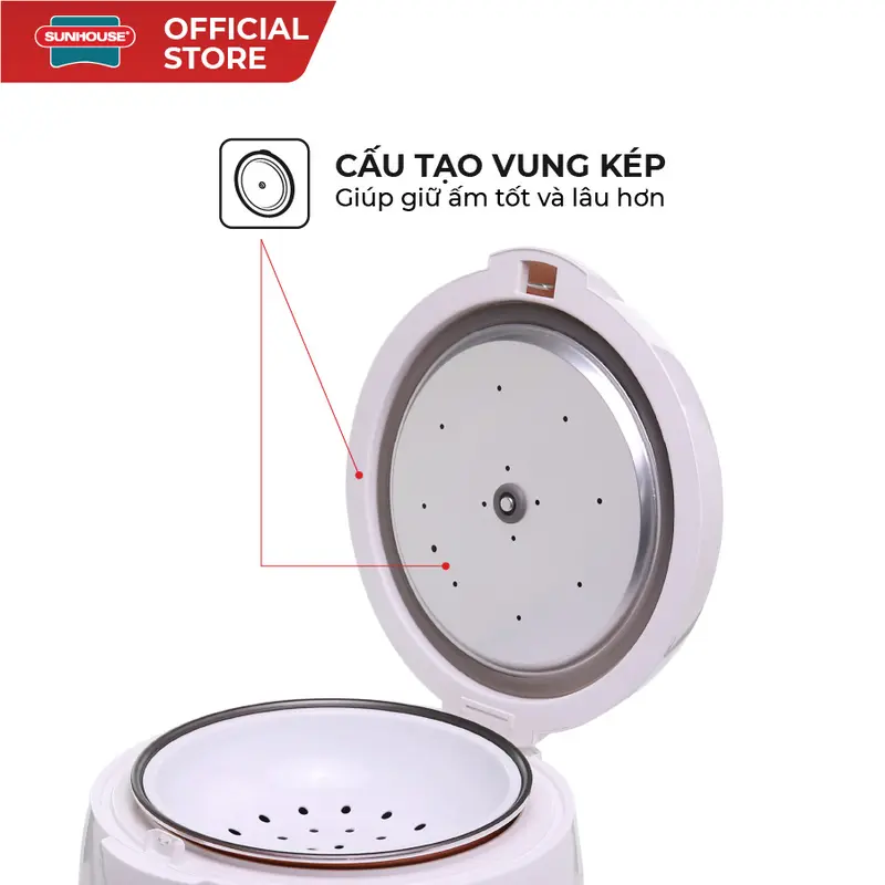 Nồi cơm điện mini SUNHOUSE 1.2L SHD8217W 3