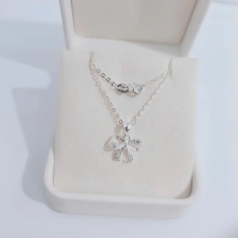 QMJ STORE- Dây chuyền NƠ TIỂU THƯ bạc nữ đẹp QMJ NT40, thời trang phụ kiện trang sức bạc 925 cao cấp 3