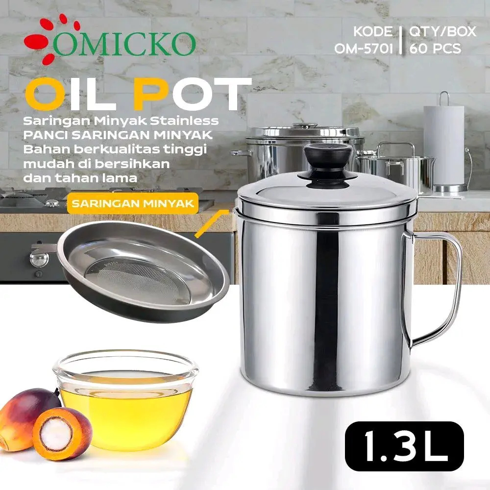 Saringan Minyak Goreng Stainless / Oil Filter Pot / Oil Pot 1.3L