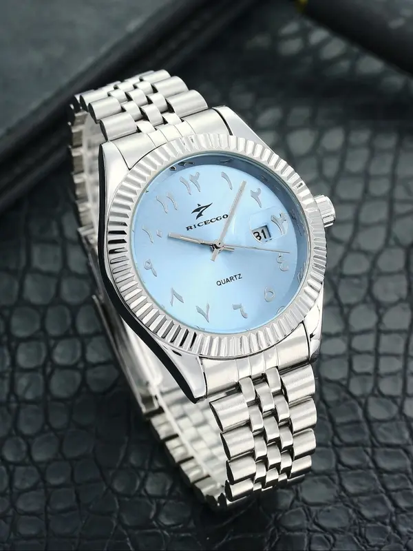 Ricecgo Men's Classic Quartz Watch, Business Style, Stainless Steel Strap, Ideal Gift for Birthdays Or Special Occasions, Father's Day Gift 3