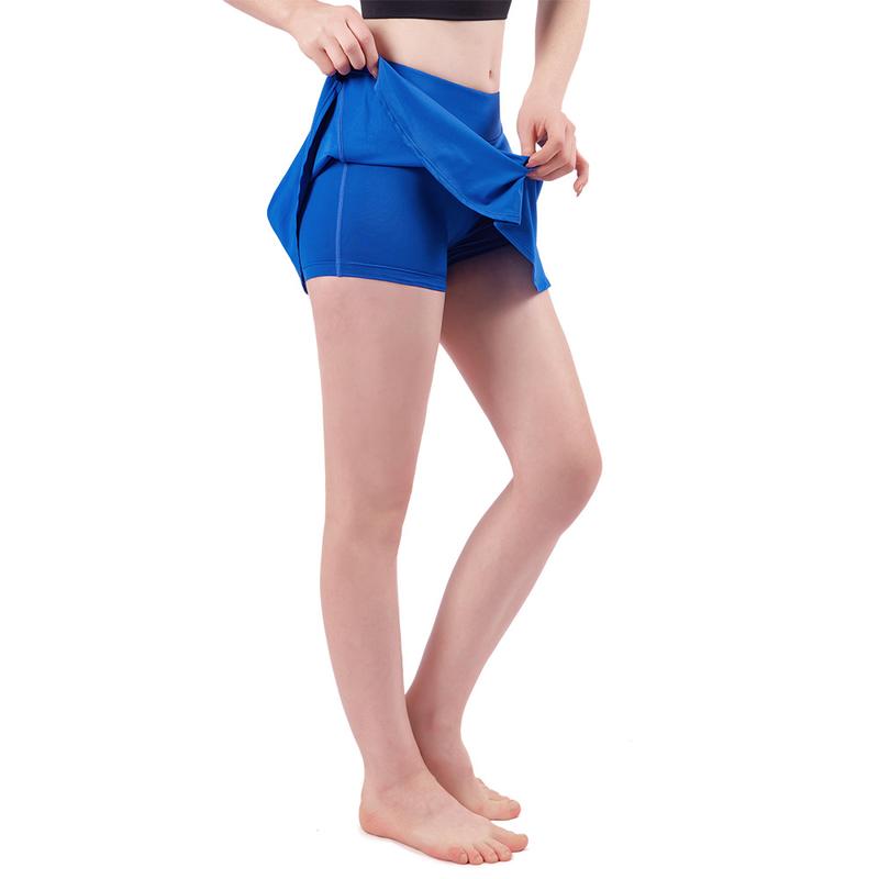 Fake Two-Piece Nude Feel Yoga Culottes Women's Summer Quick-Drying Running Fitness Tennis Skirt Training Sports Short Pants 5