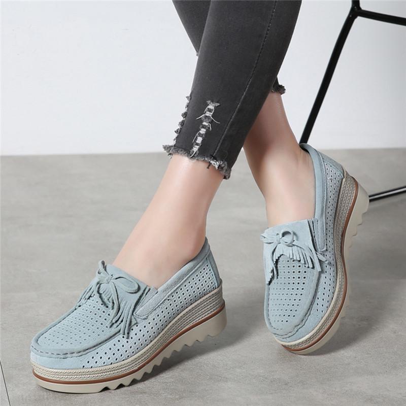 Product Introduction of Women Shoes New Spring Platform Flats Sneakers Women Suede Leather Women Casual Shoes Slip On Flats Heels Creepers Moccasins 5