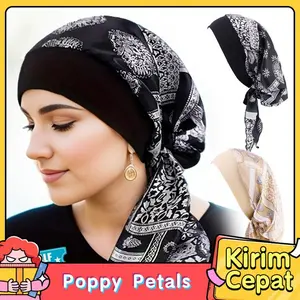 Turban Instan Motif Bunga Jersey Korea Premium Lembut Nyaman Adjustable Cocok Untuk Acara Pesta Formal Sehari Hari Wanita Dewasa Remaja
