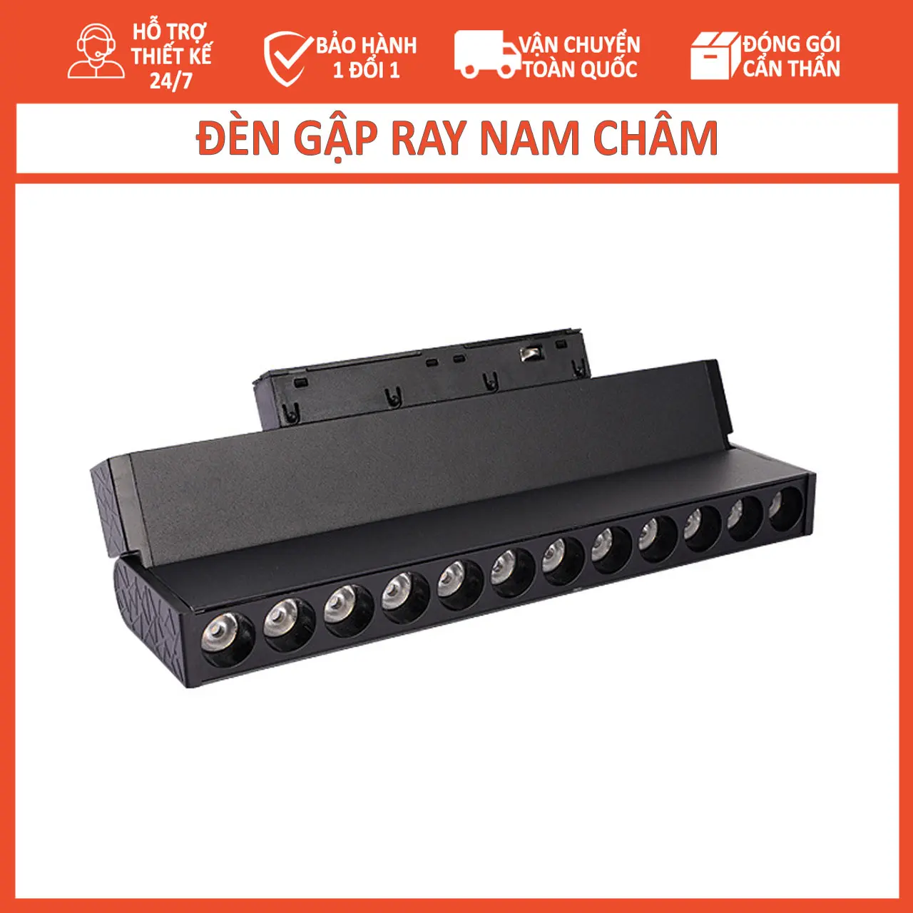 Đèn gập ray nam châm công suất 6/12W, điện áp thấp 48vDC ánh sáng 1 màu (tùy chọn), bh 24T