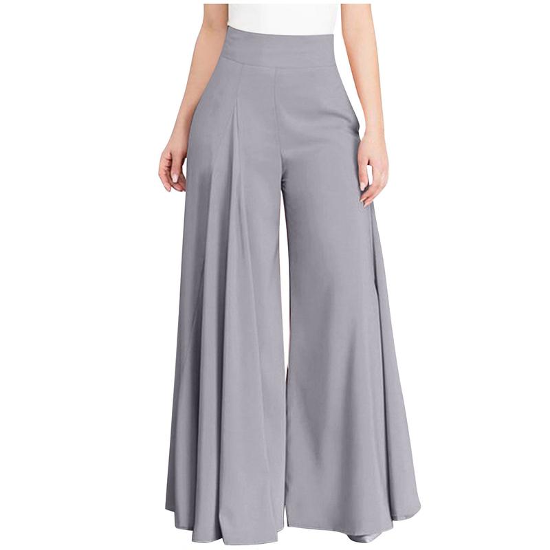 Quần Ống Rộng Cho Nữ, Thường Ngày, Màu Trơn, Thanh Lịch, Cạp Cao, Quần Ống Loe, Quần Có Khóa Kéo, Quần Dài Cho Bé Gái Mũm Mĩm 4