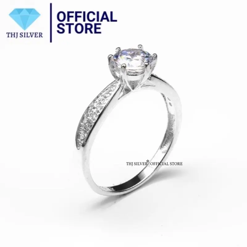 Nhẫn nữ ổ đá 5ly sáng đẹp sang trọng- THJ SILVER