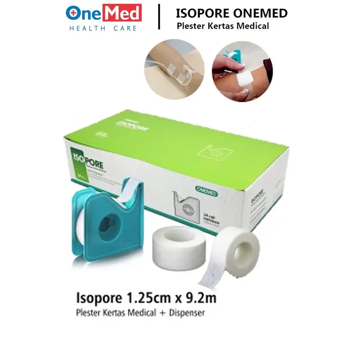 Isopore 1,25cm x 9,2m + Dispenser Onemed Plester Kertas Medical 4