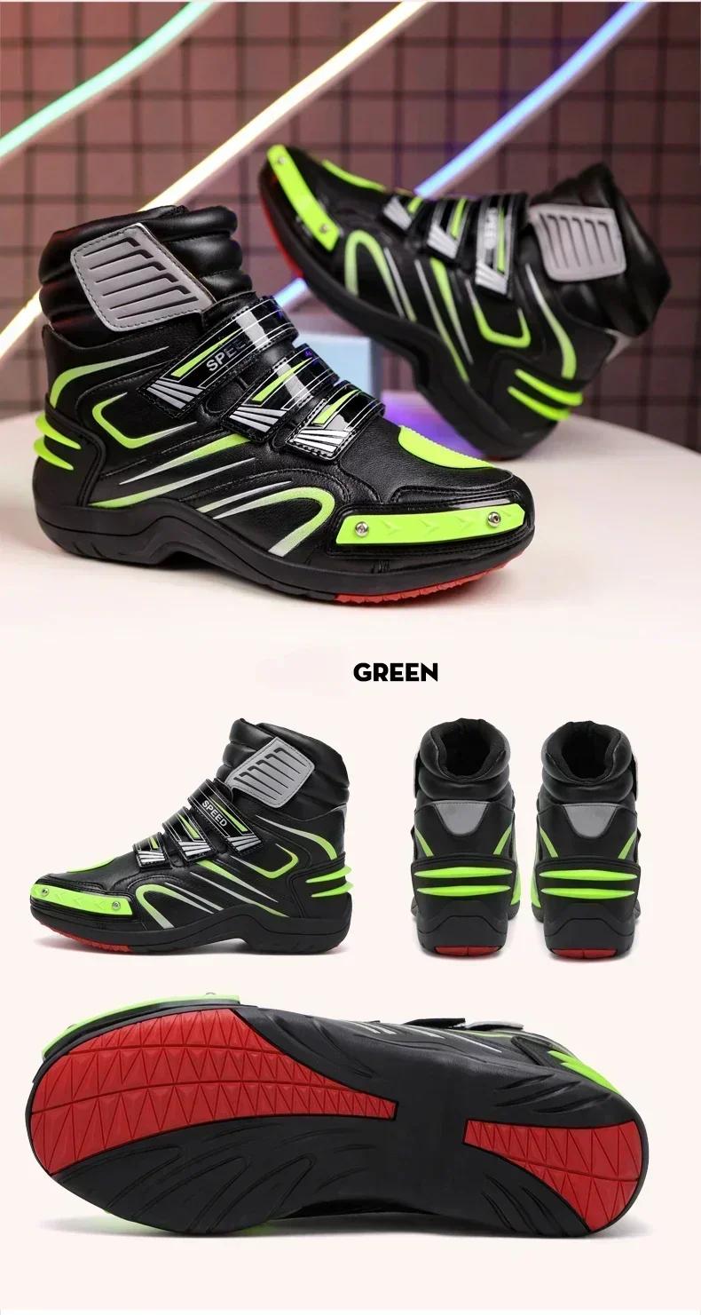 Product Introduction of 2025 Men Women Motorcycle Boots Microfiber Leather Motorbike Riding Anticollision Ankle Protective Shoes Moto Racing Short Boots 23