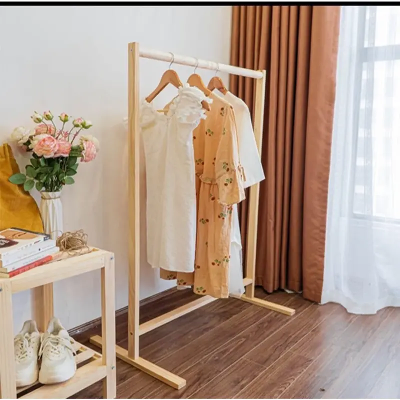 Giá treo quần áo thanh đơn thông minh tiện dụng cao cấp chất liệu gỗ thông dễ dàng lắp ráp phong cách hàn quốc 4