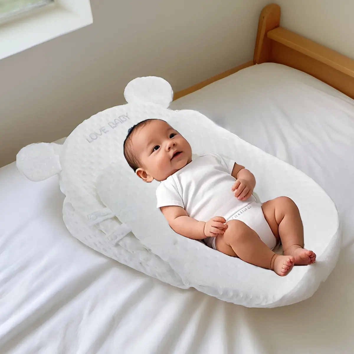 Height-Adjustable Pillow with Removable Bottle Warmer & UV Sterilization Strap  Foldable into Travel Case | Anti-Slip Silica Gel Ears Mall Mom's On-the-Go Essential!