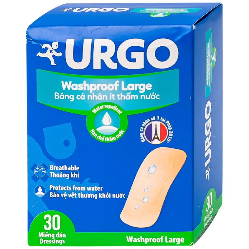 Băng cá nhân urgo bản lớn 3,8 x 7,2Cm ít thấm nước (h/30m) urgo 0