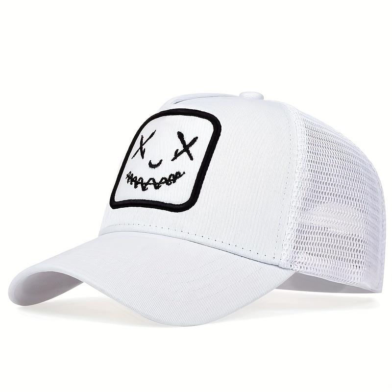 Smiling Face Embroidery Baseball Cap Unisex Mesh Breathable Hip Hop Trucker Hat Adjustable Sunscreen Dad Hats For Women & Men 1