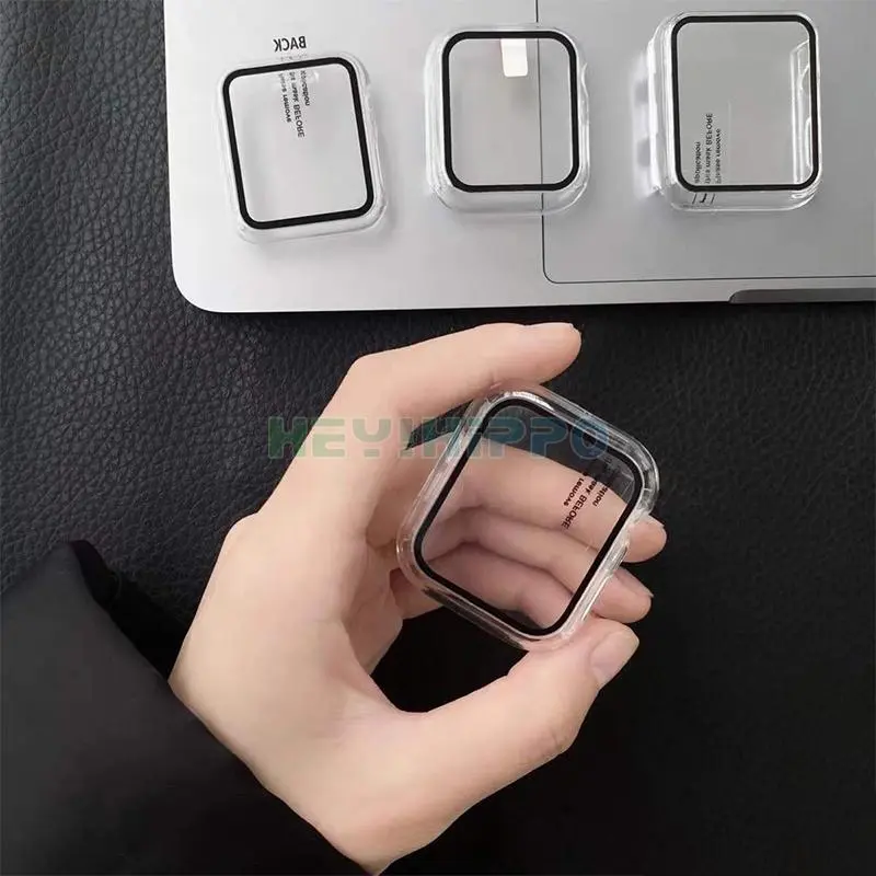 เคสป้องกันการตกฝ้าแบบคลาสสิกเหมาะสำหรับสมาร์ทวอทช์ iwatch 45/44/42/41/40/38mm เคสป้องกันแบบแข็งสีดำและสีขาวใสเหมาะสำหรับ apple watch 8/7/6/5/SE/4/3