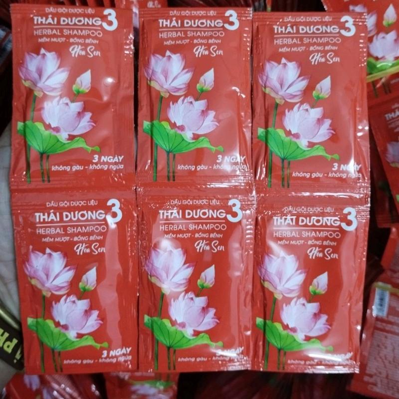 Dầu Gội Dược Liệu Thái Dương 3 Hoa Sen ( Combo 50 gói) giúo toac mềm mượt bồng bềnh