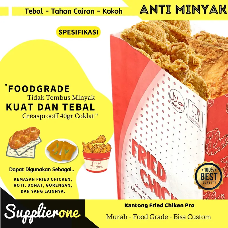 Kantong Fried Chicken 50 Pcs / Kemasan Fried Chicken / Bungkus Fried Chicken / Wadah Fried Chicken / Kantung fried Chicken 2