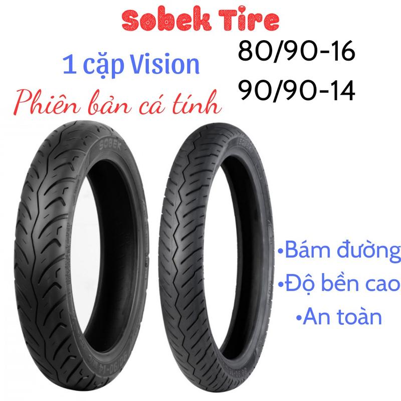 1 cặp vỏ Sobek trước /sau 80/90-16 và 90/90-14 dành cho xe Vision phiên bản cá tính (2021) Lốp