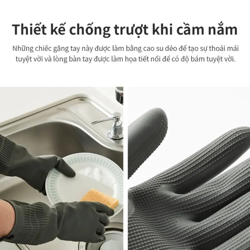 Găng tay LocknLock rửa chén bát có móc treo Chính hãng, bao tay cao su tự nhiên siêu bền, dai, bám tốt - HAPOS OFFICIAL 5