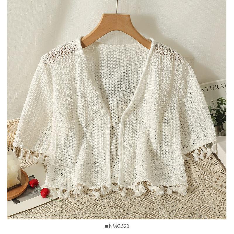 Product Introduction of Áo Cardigan Mỏng, Thiết Kế Tua Rua Rỗng Áo Cánh Mùa Hè Mới, Áo Chống Nắng, Ngắn Và Thanh Lịch, ngắn Tay, Phong Cách Inverness, Có Thể Mặc Ngoài Trời 8