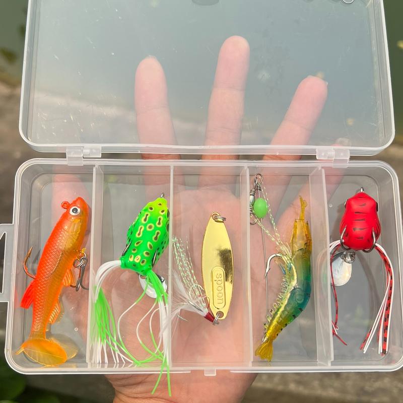Combo Hộp Mồi Câu Cá Lure Gồm 5 Con Mồi Kèm Hộp Và Khoá Link Fishing Đi Câu