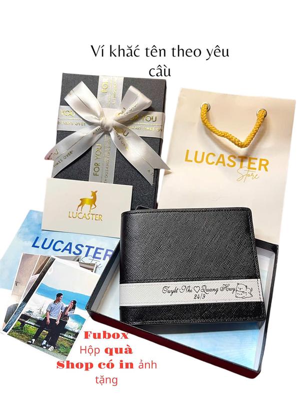 ví nam khắc tên và tặng in ảnh ,ví cosmos khắc tên theo yêu cầu fubox túi giấy và hộp shop bh 12thg (ib shop nội dung khắc) Wallet