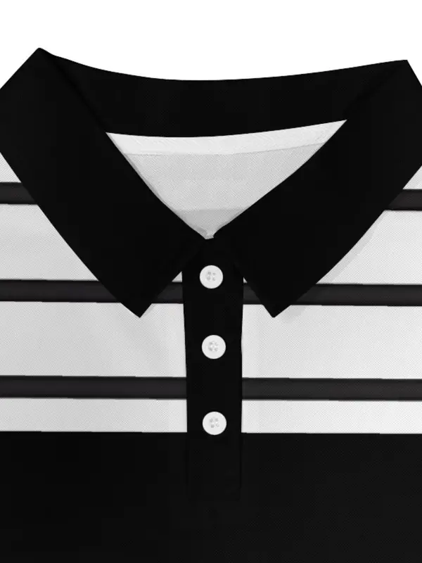 Men's Regular Fit Contrast Trim Polo Shirt, Casual Short Sleeve Half Placket Collar Top for Summer, Fashion Men's Clothes for Daily Wear, Tropical 3