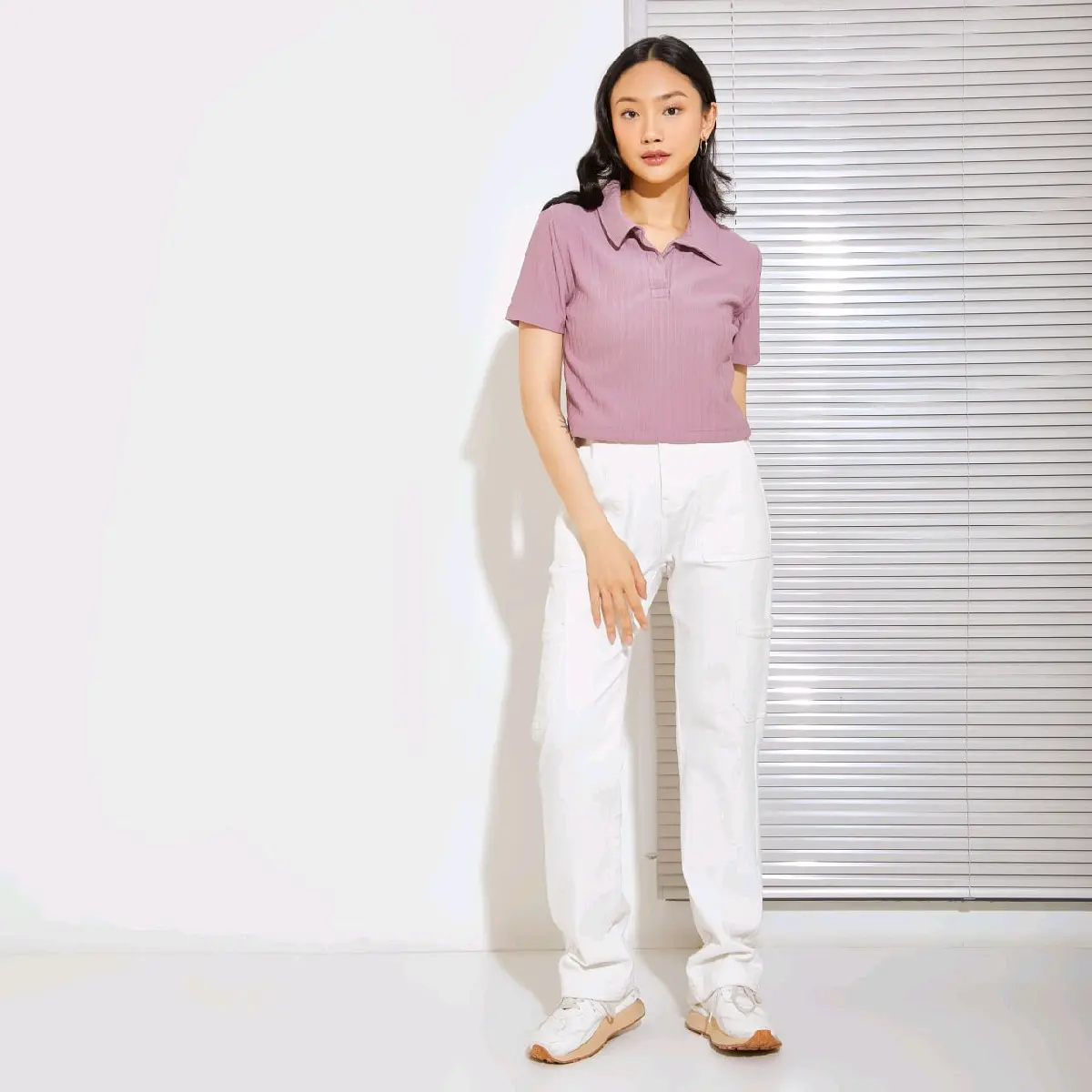 Vienta.Apparel | Ryu Crop Top Polo Shirt Wanita | Baju Kerah Wanita Polos