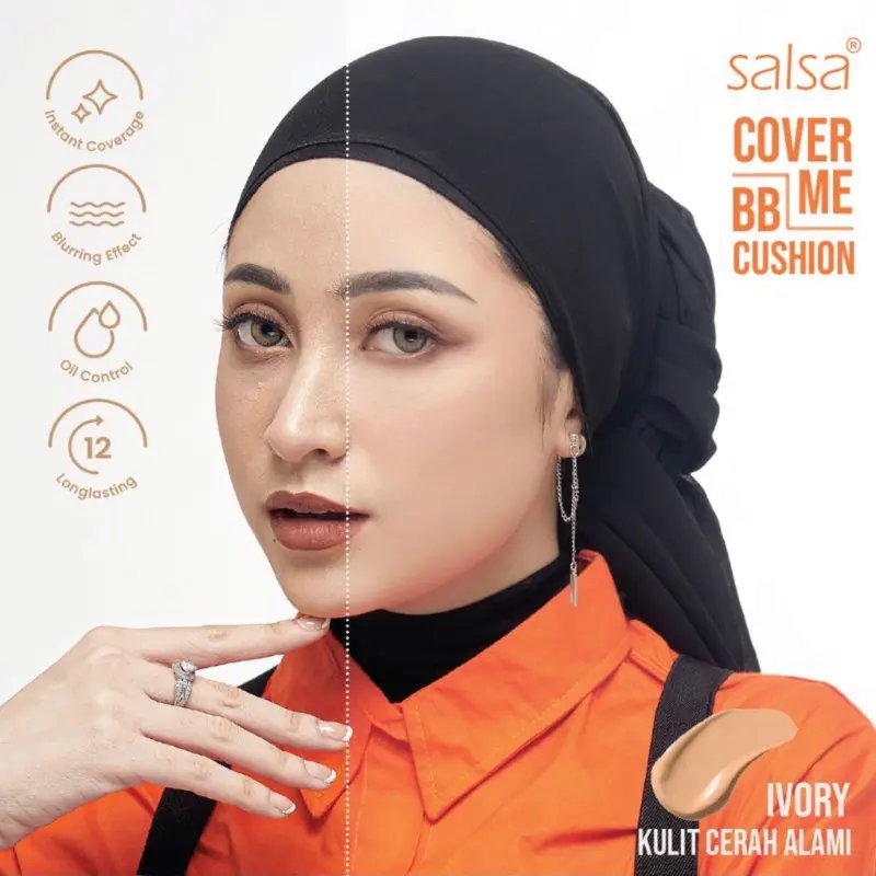 Salsa Cover Me BB Cushion Foundation SPF 30 Niacinamide Red Blemish  Wajah Waterproof Oily 2