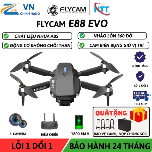 Flycam giá rẻ, E88 evo, E88 max, E99 max, Flycam dz012... Động cơ không chổi than, Cảm biến bụng giữ vị trí, Chất liệu nhựa ABS cao cấp bền bỉ, Dành cho anh em tập bay thoải mái không sợ gẫy cánh Drone Phụ Kiện