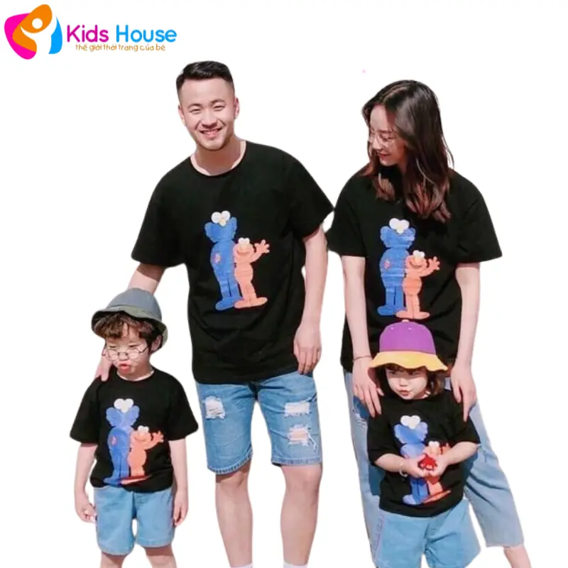 Áo phông  bé in hình ngộ nghĩnh size 100 Nữ Women, áo thun cotton thấm hút mồ hôi bé H521