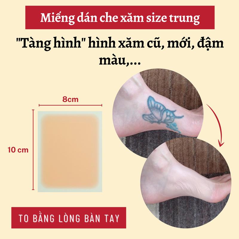 Miếng dán che hình xăm kích thước 8x10cm của Nhật Bản chống nước, phù hợp nhiều màu da