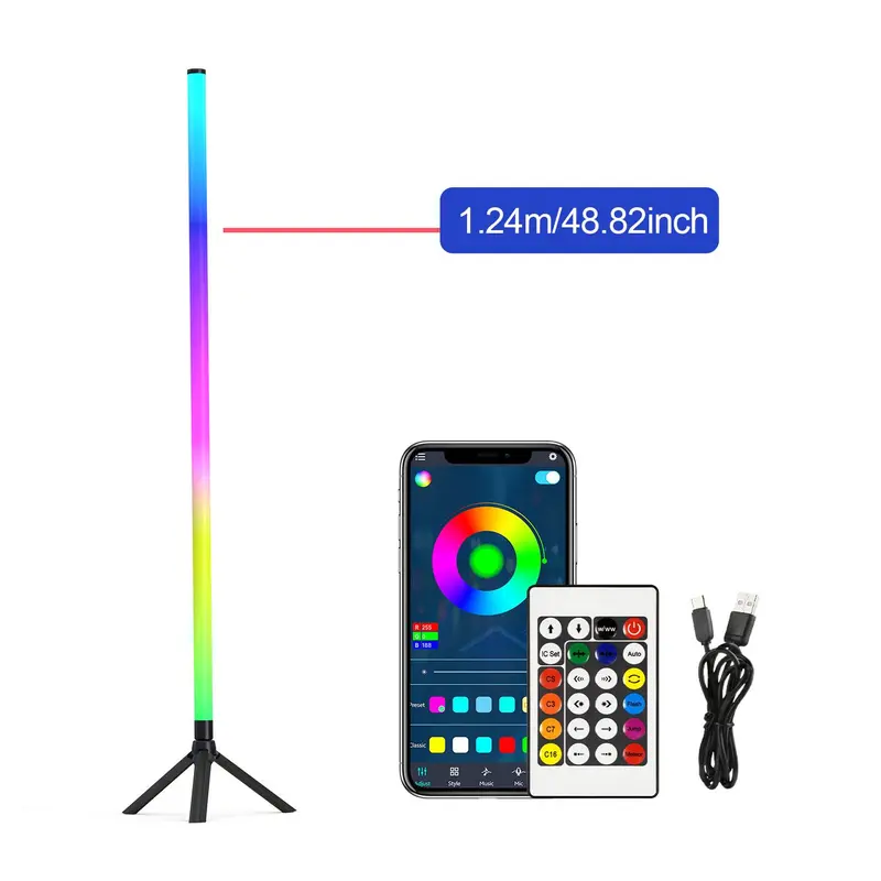 USB Powered LED Floor Light, 1/2 Counts RGB Color Changing LED Floor Light with Remote Control, Decorative Light for Home Living Room Bedroom 1