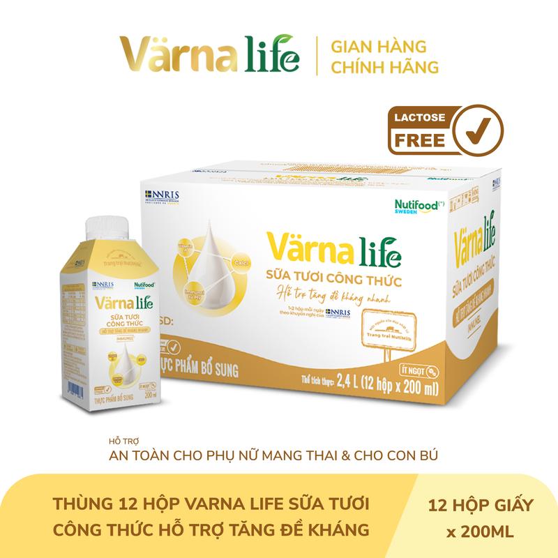   THÙNG 12 HỘP  Nutifood Thực phẩm bổ sung Varna Life sữa tươi công thức  Vàng Tím Xanh  hộp 200ml 
