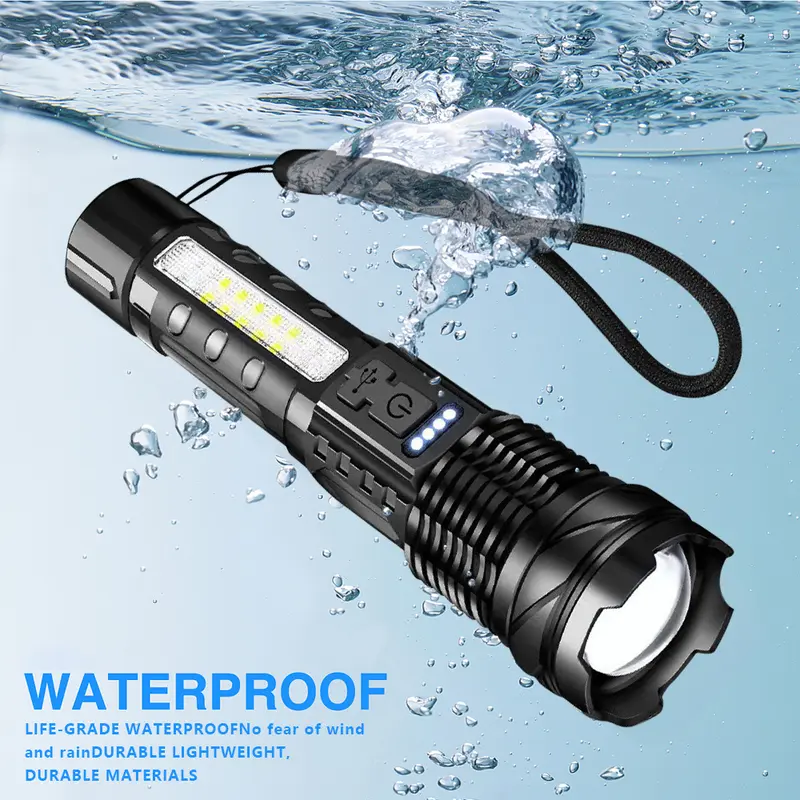 Đèn pin A76 siêu sáng chiếu xa 300m có Zoom xa gần, chống nước IPX4, pin trâu đèn pin A76 đèn pin thông minh đèn di động đèn pin  siêu sáng 2