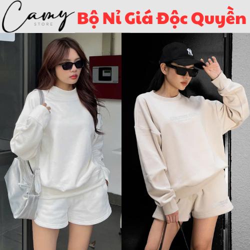 Bộ Nỉ Trơn Basic Dễ Phối Đồ Cho Chị em - Chất Nỉ Ép Hàn 2 Da Mềm Mịn - Nữ, Áo Women Top 0