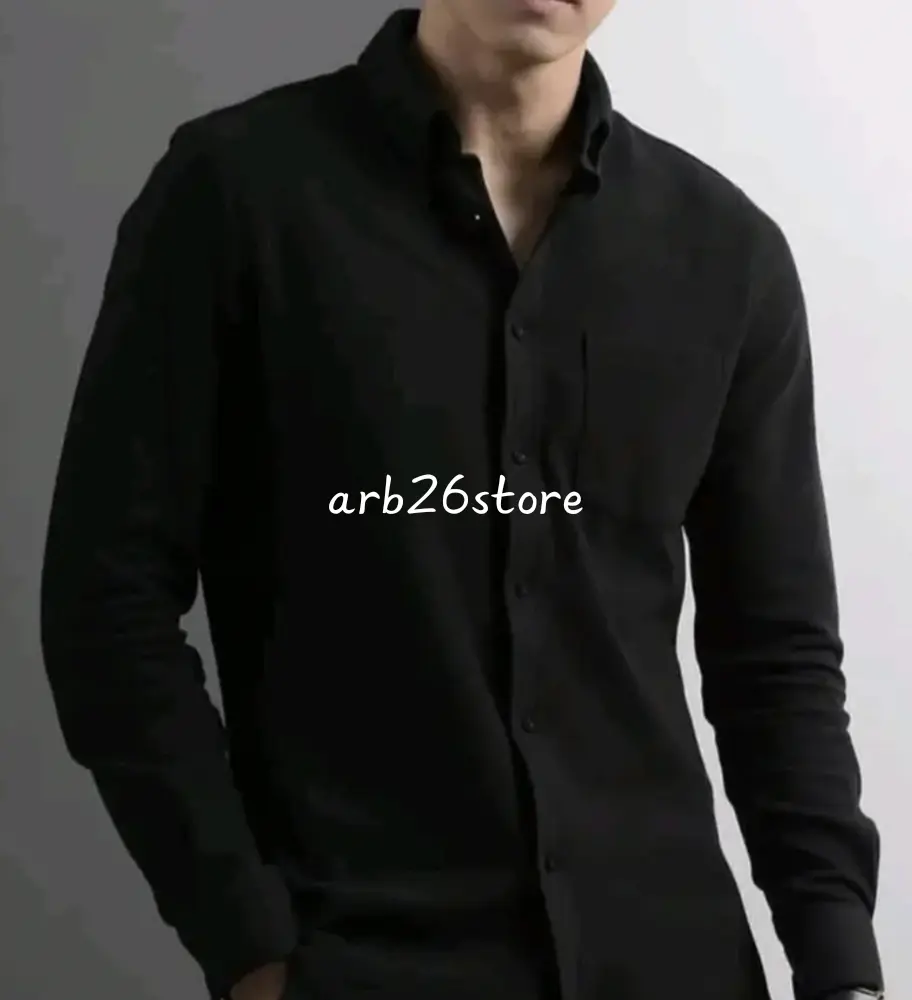 Kemeja Pria Lengan Panjang Polos Dewasa Distro Casual Katun Hitam Putih Formal Baju Kantor Slimfit Kantor Slimfit Kerja standard sesuai gambar